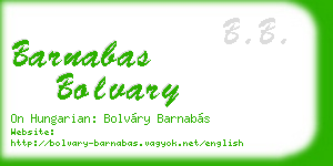 barnabas bolvary business card